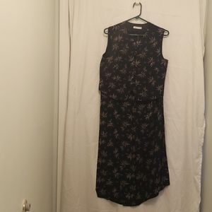 Taupe & black, 3- piece outfit. Vest, mid length skirt & blazer with mother of